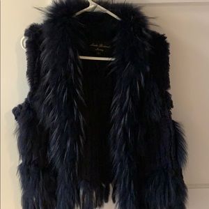 Blue fur vest